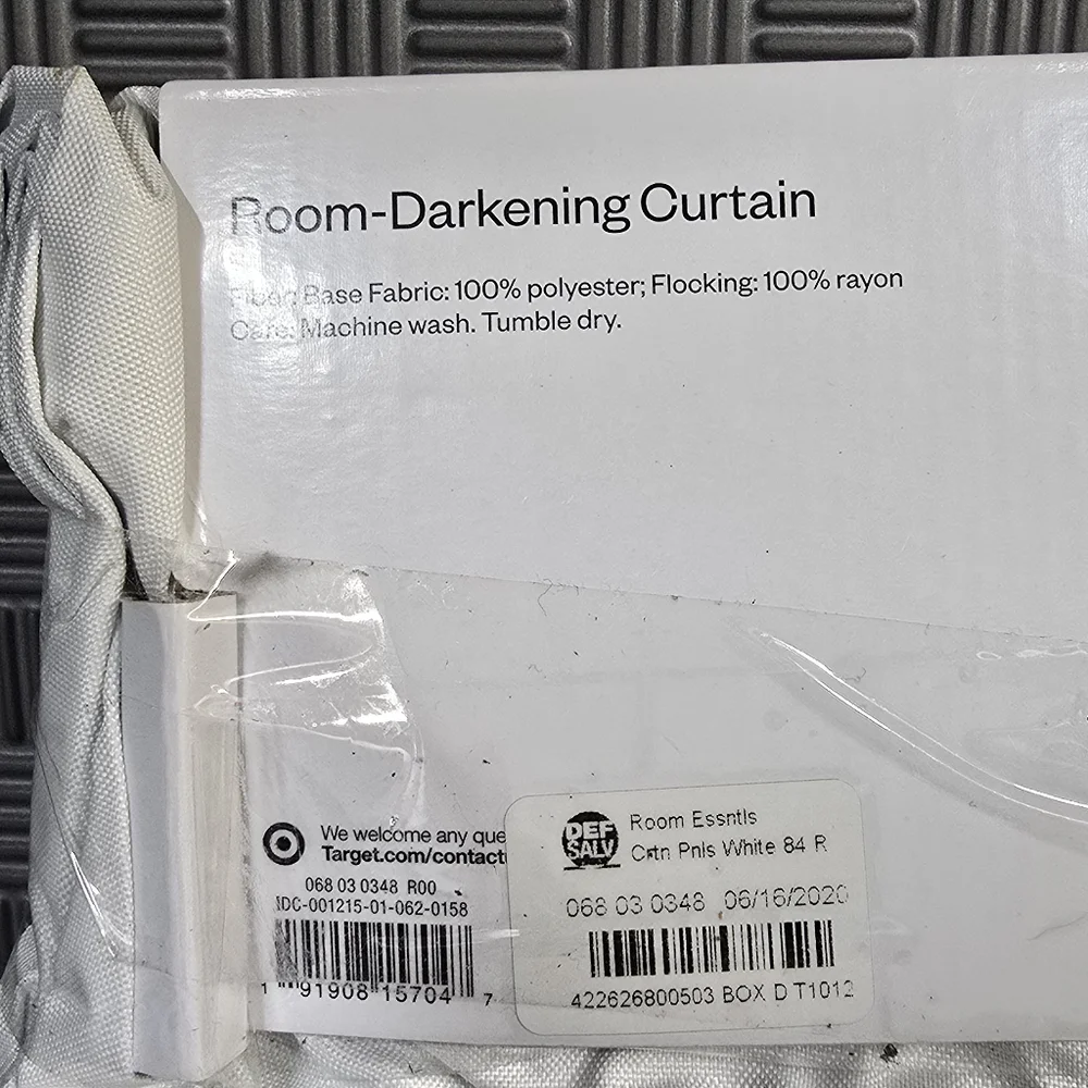 Room‎ Essentials White Room Darkening Curtain 84 inch New Damaged Packaging